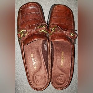 Liz Claiborne Flex Fulton Mule Loafer Shoes Brown Leather Slip On 6.5 M